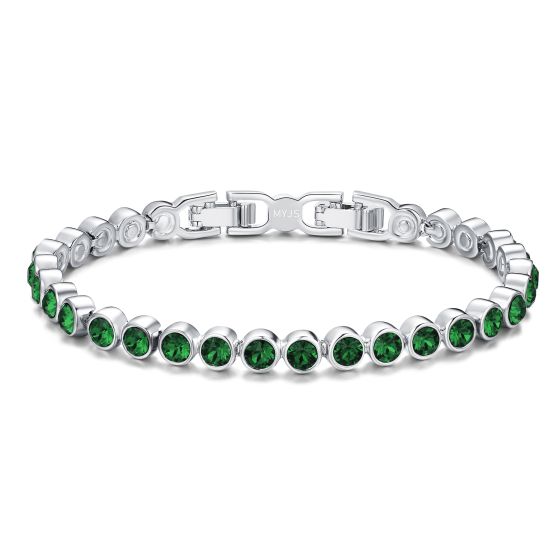 Cheapest Swarovski Crystal Elements Emerald and Sapphire Birthstone Bracelet-Tennis Bracelet