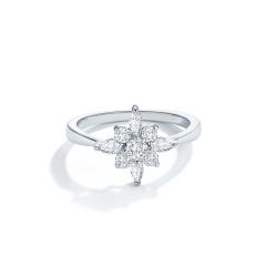 Polaris Star Ring with Cubic Zirconia Rhodium Plated