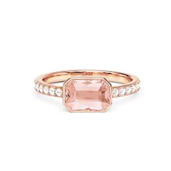 Solitaire Petite Octagon Ring Vintage Rose Crystals Rose Gold Plated