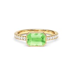 Solitaire Petite Octagon Ring Peridot Crystals Gold Plated