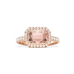 Halo Octagon Statement Ring Vintage Rose Crystals Rose Gold Plated