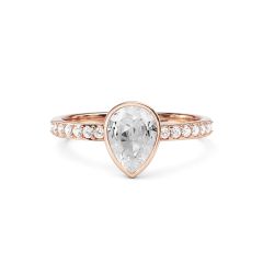 Solitaire Petite Teardrop Ring Clear Crystals Rose Gold Plated