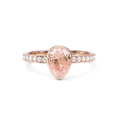 Solitaire Petite Teardrop Ring Vintage Rose Crystals Rose Gold Plated