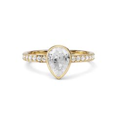 Solitaire Petite Teardrop Ring Clear Crystals Gold Plated