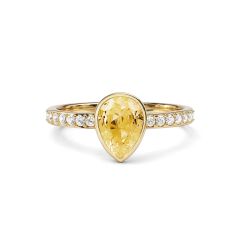 Solitaire Petite Teardrop Ring Crystal Golden Shadow Crystals Gold Plated