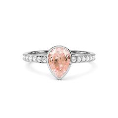 Solitaire Petite Teardrop Ring Vintage Rose Crystals Rhodium Plated