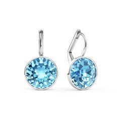 Bella Earrings with 4 Carat Aquamarine Crystals Silver Plated