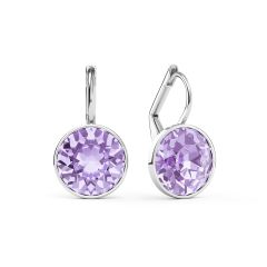 Bella Earrings with 4 Carat Violet Crystals Silver Plated