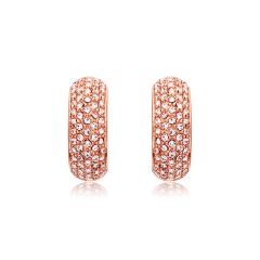 MYJS Stone Palace Austrian Crystals Pave Hoop Earrings Rose Gold Plated