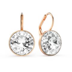 Bella Earrings with 13mm Clear Crystals Rose Gold Plated