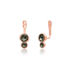 Slake Dot Earring Jackets with Swarovski Black Diamond Crystals Rose Gold Plated