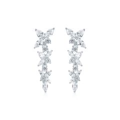 Victoria Cluster Drop Hanging Earrings CZ WGP Bridal Wedding Bridesmaid MYJS