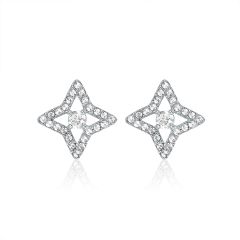 Nebula Star Earrings with Swarovski Crystals Rhodium Plated