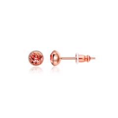 Signature Stud Earrings with 3 Sizes Crt Padparadscha Swarovski Crystals Rose Gold Plated