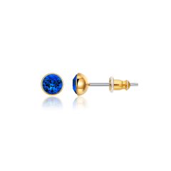 Signature Stud Earrings with 3 Sizes Carat Capri Blue Swarovski Crystals Gold Plated