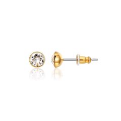 Signature Stud Earrings with 3 Sizes Carat Clear Swarovski Crystals Gold Plated