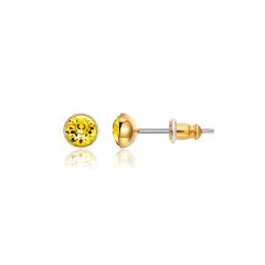 Signature Stud Earrings with 3 Sizes Carat Light Topaz Swarovski Crystals Gold Plated