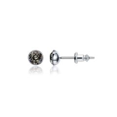 Signature Stud Earrings with 3 Sizes Crt Black Diamond Swarovski Crystals Rhodium Plated