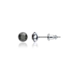 Signature Stud Earrings with 3 Sizes Carat Jet Hematite Swarovski Crystals Rhodium Plated