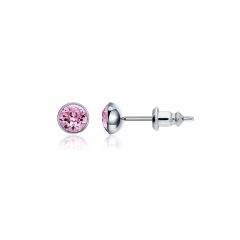 Signature Stud Earrings with 3 Sizes Crt Light Amethyst Swarovski Crystals Rhodium Plated