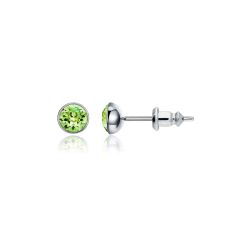 Signature Stud Earrings with 3 Sizes Carat Peridot Swarovski Crystals Rhodium Plated