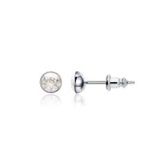 Signature Stud Earrings with 3 Sizes Carat Silver Shade Swarovski Crystals Rhodium Plated