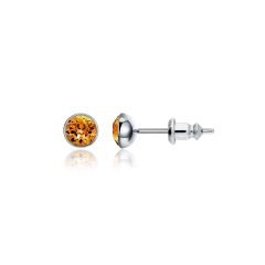 Signature Stud Earrings with 3 Sizes Carat Topaz Swarovski Crystals Rhodium Plated