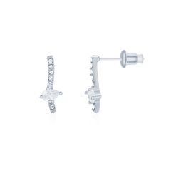 Amandine Earrings with Swarovski Crystals Rhodium Plated