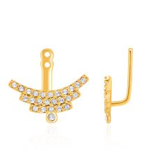 Elegance Pave Arc Ear Jacket with Swarovski Crystals Gold Plated