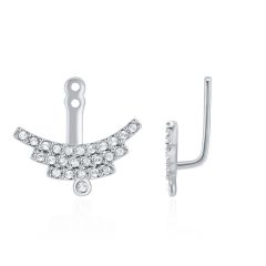 Elegance Pave Arc Ear Jacket with Swarovski Crystals Rhodium Plated