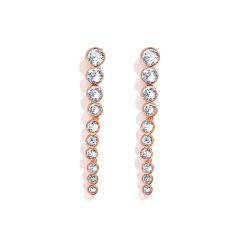 Tennis Cascade Drop Earrings with Clear Swarovski Crystals Rose Gold Plated