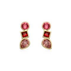 Luminous Stud Earrings with Fuchsia Harmonic Swarovski Crystals Gold Plated