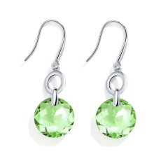 Bella O Drop Earrings with Swarovski Peridot Rhodium Plated