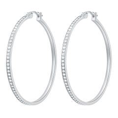 Eternity Mix Carrier Hoop Earrings 39mm Crystal Rhodium Plated