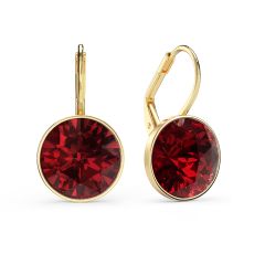 Bella Earrings with 6 Carat Ruby Crystals Gold Plated