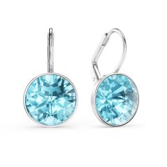 Bella Earrings with 6 Carat Aquamarine Crystals Silver Plated