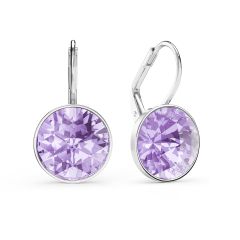 Bella Earrings with 6 Carat Violet Crystals Silver Plated