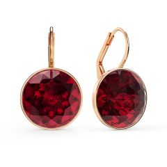 Bella Earrings with 10 Carat Ruby Crystals Rose Gold Plated