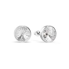 Statement Mix Stud Carrier Earrings Clear Crystals Silver Plated