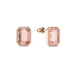 Octagon Mix Carrier Stud Earrings Vintage Rose Crystals Rose Gold Plated