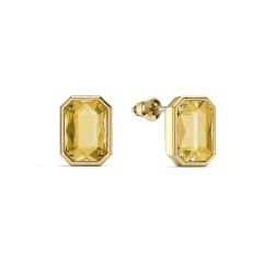 Octagon Mix Carrier Stud Earrings Crystal Golden Shadow Crystals Gold Plated