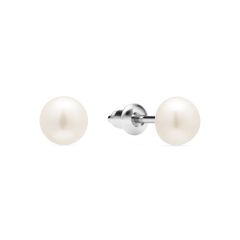 Freshwater 6mm Pearl Stud Earrings Freshwater Pearl Rhodium Plated