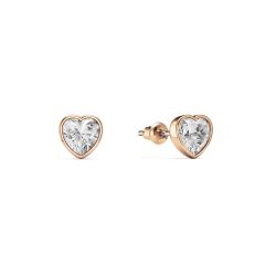 Heart Stud Earrings Clear Crystals Rose Gold Plated