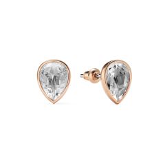 Teardrop Stud Earrings Clear Crystals Rose Gold Plated