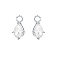 Teardrop Cubic Zirconia Mix Hoop Earring Charms Rhodium Plated