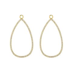 Open Pear Mix Hoop Earring Charms with Swarovski Crystals Gold Plated