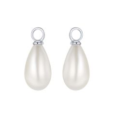 Teardrop Pearl Mix Hoop Earring Charms Rhodium Plated