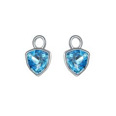 Trillion Mini Mix Hoop Earring Charms made with Aquamarine Swarovski Crystals Rhodium Plated