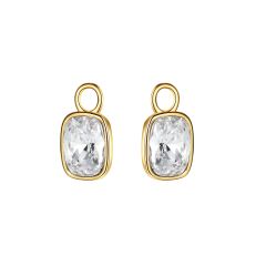 Cushion Mix Hoop Earring Charms with Clear Swarovski Crystals Gold Plated