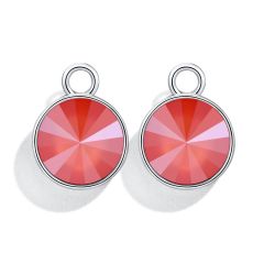 Rivoli Mix Charms with Swarovski Crystal Light Coral Rhodium Plated